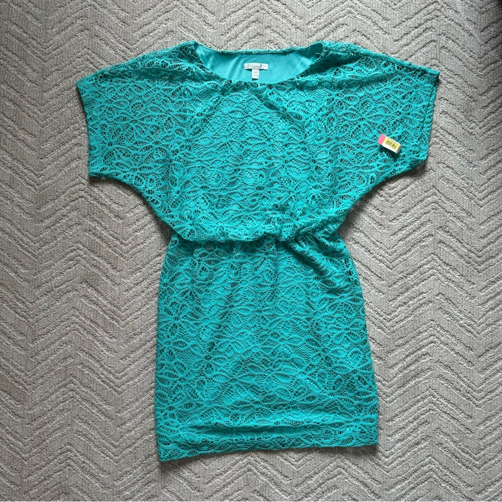 London Times Teal Lace Dress - 14 Petite
